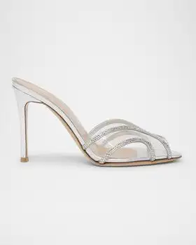 Gianvito Rossi | Organza Embellished Plexi Slide Mule Pumps