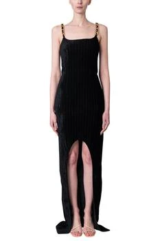 Balmain | Balmain Chain Strap Velvet Maxi Dress
