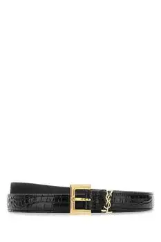 Yves Saint Laurent | Saint Laurent Logo Plaque Square Buckled Embossed Belt