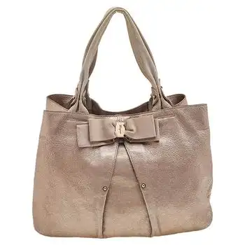 Salvatore Ferragamo | Salvatore Ferragamo Metallic Bronze Leather Miss Vara Bow Tote