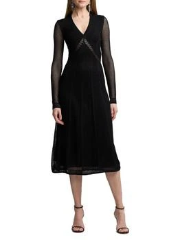 Geometric Engineered Silk Midi-Dress