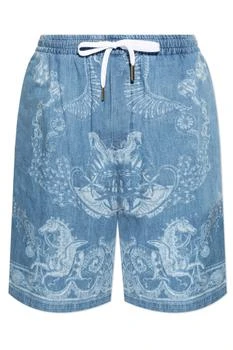Versace | Versace Pattern-Printed Drawstring Denim Shorts