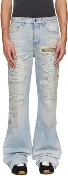 AMIRI | Blue Camo Repair Boot Cut Jeans