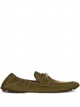 Salvatore Ferragamo | Men's Gancini-Detail Leather Loafers In Olive Green