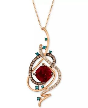 Le Vian | Exotics® Crazy Collection® Pomegranate Garnet™ (4-1/2 ct. t.w.) 
Diamond (3/4 ct. t.w.) 18" Pendant Necklace in 14k Rose Gold