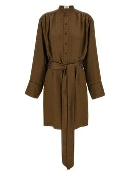 Yves Saint Laurent | Saint Laurent Medallion Jacquard Belted Dress