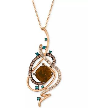 Le Vian | Exotics® Crazy Collection® Chocolate Quartz® (3-3/4 ct. t.w.) 
Diamond (3/4 ct. t.w.) 18" Pendant Necklace in 14k Rose Gold