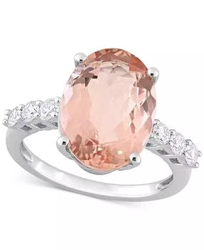 Macy's | Morganite (4-3/4 ct. t.w.) & Diamond (3/8 ct. t.w.) Oval Statement Ring in 14k White Gold