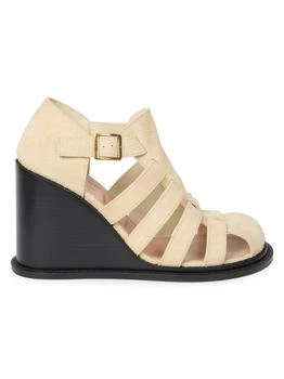 Loewe | Campo 90MM Brushed Suede Wedge Sandals
