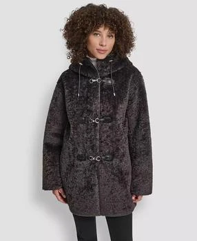 Women
s Shearling Hooded Toggle Coat, P/XS-