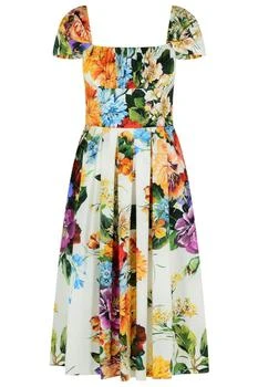 Dolce & Gabbana | Dolce & Gabbana Flower Bouquet-Printed Poplin Dress