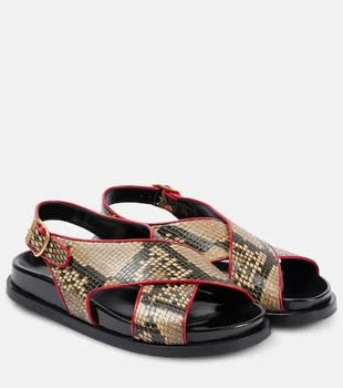 Dries Van Noten | Snake-effect leather slingback sandals