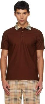 Burberry | Burgundy Check Collar Cotton Polo