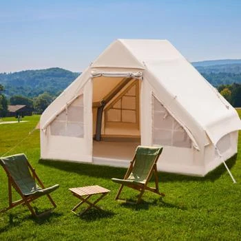 Hivvago Inflatable Camping Tent 2/4/6 People Glamping Tent for Family Camping with Pump-Beige