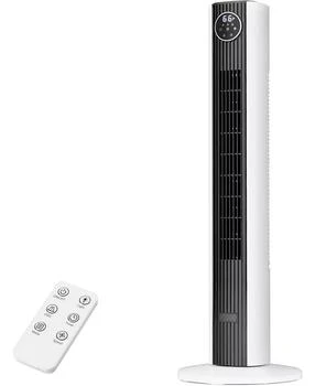 Tower Fan for Bedroom, 85°Oscillating Fan for Indoors, 23ft/s Velocity 28dB Quiet Floor Fan with 3 Speed, 4 Modes, 12H Timer, Remote, Bladeless Standing Fan Powerful for Home Office Room(Secondary)