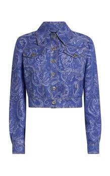 ETRO | Etro Printed Cotton-Linen Denim Jacket - Moda Operandi
