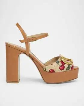 Valentino | VLogo Cherry Ankle-Strap Platform Sandals
