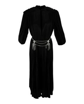 Gucci | Cape Sleeve Open Front Crystal-Embellished Belted Gown