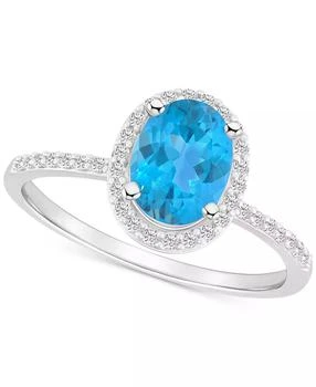 Macy
s | Blue Topaz (1-3/5 ct. t.w.)
Lab Created White Sapphire (1/5 ct. t.w.) Oval Halo Ring in 10k White Gold (Also in Additional Gemstones)