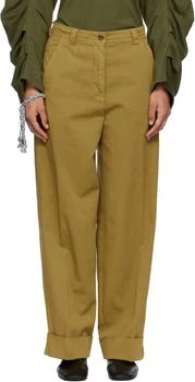 Dries Van Noten | Khaki Cuffed Cotton Trousers