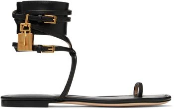 Tom Ford | Black Soft Calf Ankle Wrap Sandals