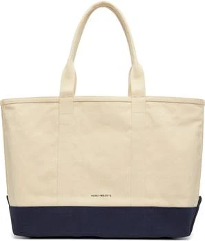 Off-White & Navy Stefan Cotton Canvas Tote