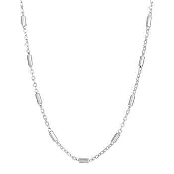2028 Silver-Tone Tube Shaped Designer Chain Necklace