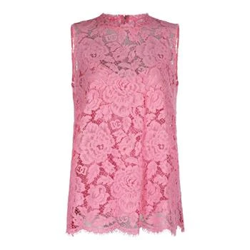 Dolce & Gabbana | Dolce & Gabbana Branded Floral Cordonetto Lace Top