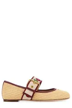 Valentino | Valentino Mary-Jane Bribri Cherryfic Embroidered Ballerina Shoes