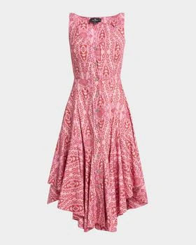 ETRO | Pink Medallion Button-Front Cotton Poplin Dress
