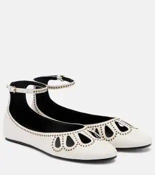 Isabel Marant | Bloris studded cutout leather ballet flats