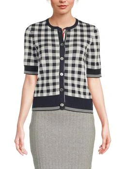 Thom Browne | ​Gingham Jacquard Crewneck Cardigan