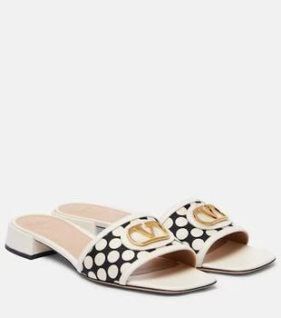 Valentino | VLogo polka-dot leather-trimmed slides