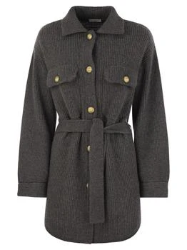 Brunello Cucinelli | Brunello Cucinelli Long-Sleeved Ribbed Belted Cardigan