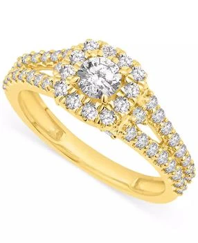 Macy's | Diamond Halo Engagement Ring (1 ct. t.w.) in 14k Yellow Gold