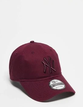 New Era NY Yankees 9twenty unstructured tonal logo cap in burgundy