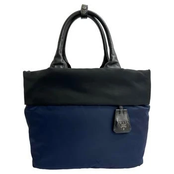 Prada | Navy Nylon Leather Handbag Shoulder Bag Tote Bag (Pre-Owned)