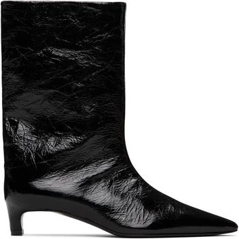 Jil Sander | Black Crinkled Calfskin Boots