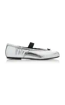 MAISON MARGIELA | Maison Margiela Tabi Crinkled Metallic Leather Ballet Flats - Moda Operandi