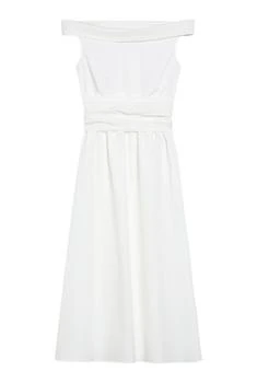 Off-the-shoulder poplin dress