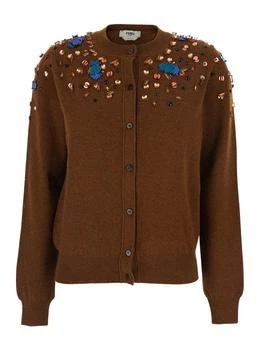 Fendi | Fendi Embellished Buttoned Crewneck Cardigan