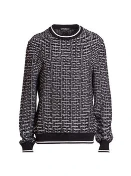 Balmain | Monogram Merino-Knit Crewneck Sweater