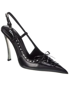 Versace | Laced Pin-Point Leather Slingback Pump