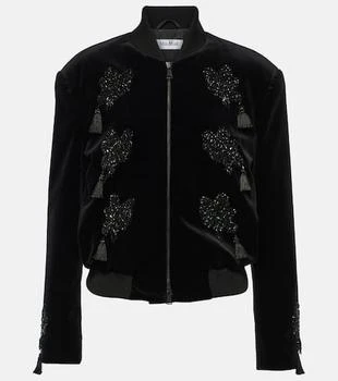 Max Mara | Musette embroidered velvet bomber jacket