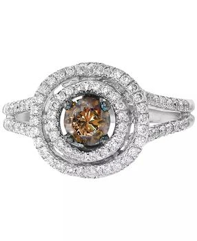 Le Vian | Chocolate Diamond (3/8 ct. t.w.) & Vanilla Diamond (3/8  ct. t.w.) Double Halo Ring in 18k White Gold