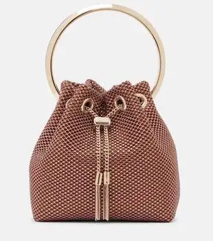 Jimmy Choo | Bon Bon Small embellished satin bucket bag
