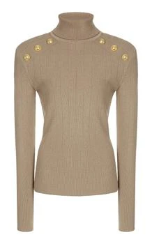 Balmain | Balmain Button-Trimmed Knit Turtleneck Sweater - Moda Operandi