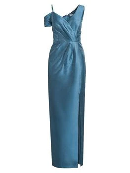 Rowan Asymmetric Metallic Column Gown