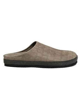 Brunello Cucinelli | Crocodile-Embossed Suede Slippers