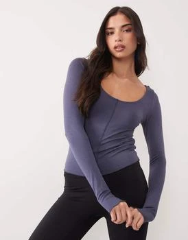 GINA TRICOT Gina Tricot soft layering yoga top in dusty blue